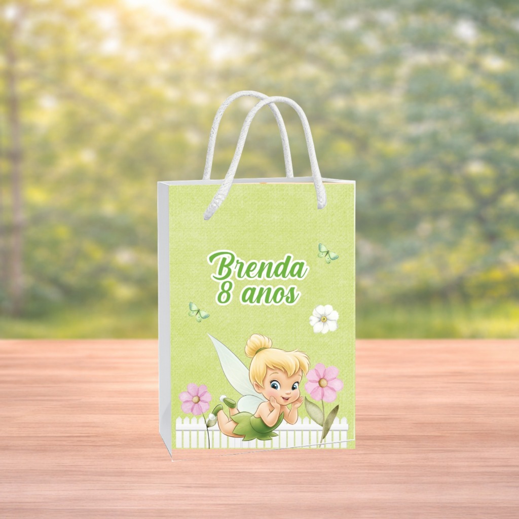 Sacolinha Personalizada Lembrancinha Festa Aniversário Pegue e Monte - Sininho Tinker Bel Cute