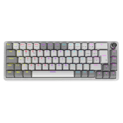 Teclado Mecânico 65% Pcyes Mecka White Ghost - Switch Blue - Led Rainbow - Tpmkwgbl