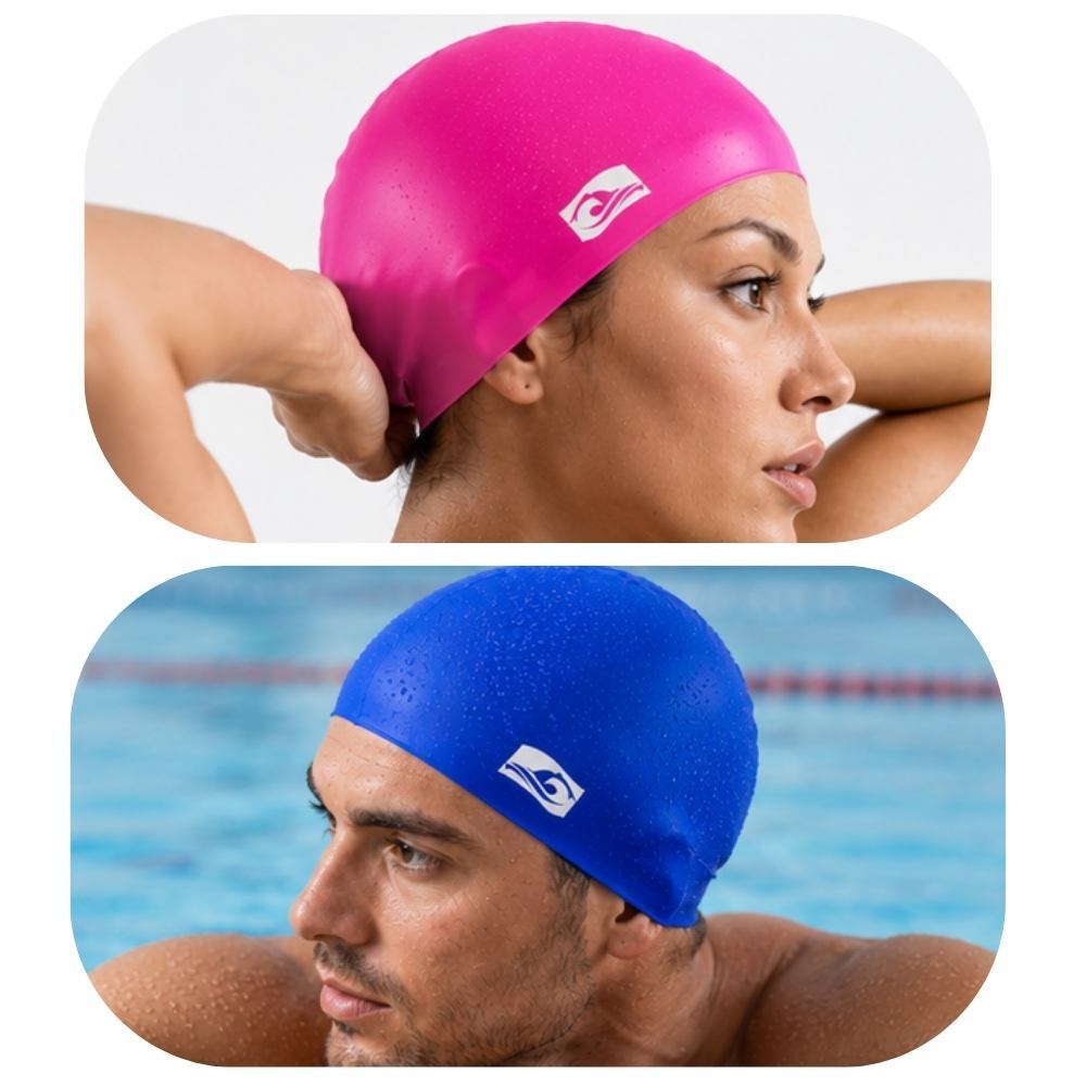 Touca de Natação Silicone Unissex - Adulto e Juvenil - Hidroginastica - Proteção Cabelo - Ajustável