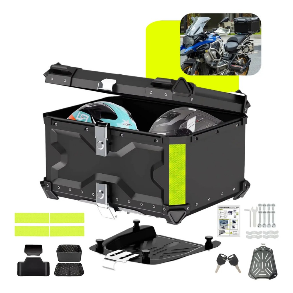 Bau Top Case Para Moto 65l Alumínio Base Universal Top Case Maletero 65 Litros Xre Bros Tiger GS Xtz Bros Nxr Cg 150 Etc
