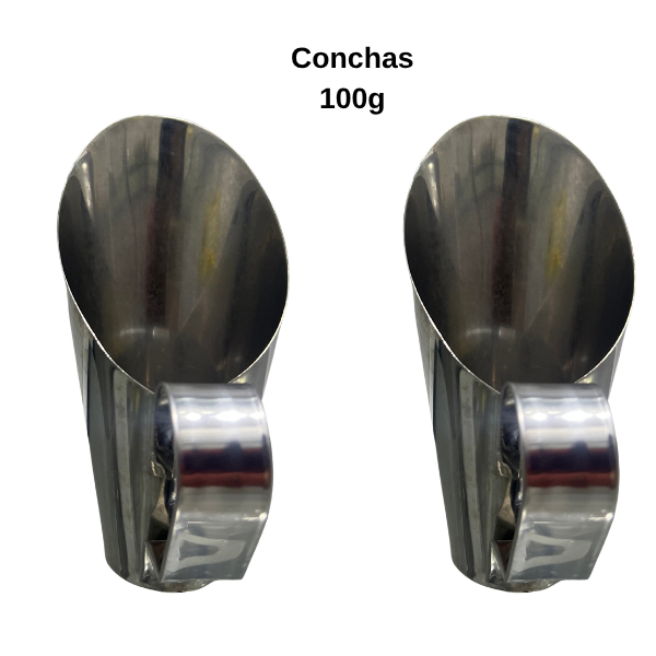 Kit 02 Conchas Medidor Para Cereal - Grão - Ração - 100g  Em Aço Inox (usado em bom estado)