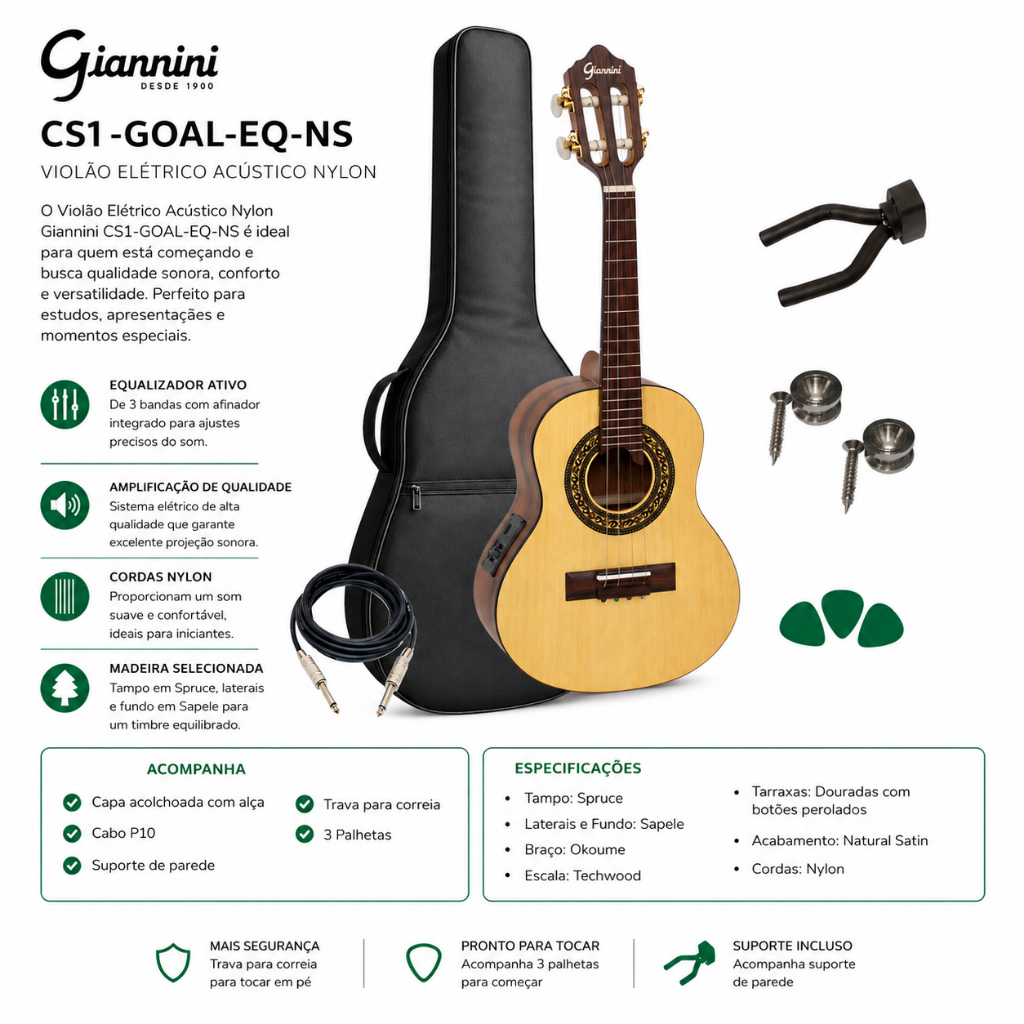 Cavaquinho Giannini Raiz Cs1 Eq Ns + Capa E Acessórios — imagem 2 de 2
