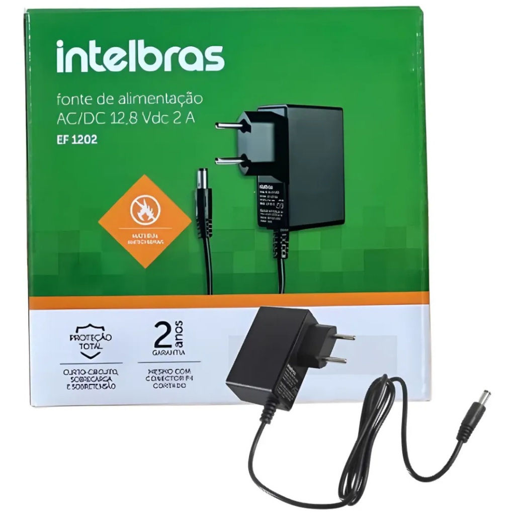 Fonte Intelbras EF 1202 12,8V 2A para CFTV e Câmeras