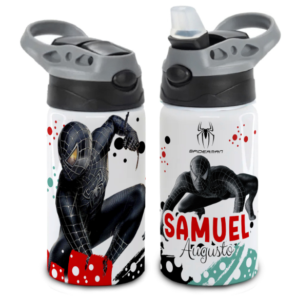 Garrafa TÉRMICA INOX Homem ARANHA Homem ARANHA PRETO Personalizada com Nome