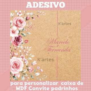 kit 10 adesivos ROSA/ROSE para caixa de MDF convite padrinhos de casamento