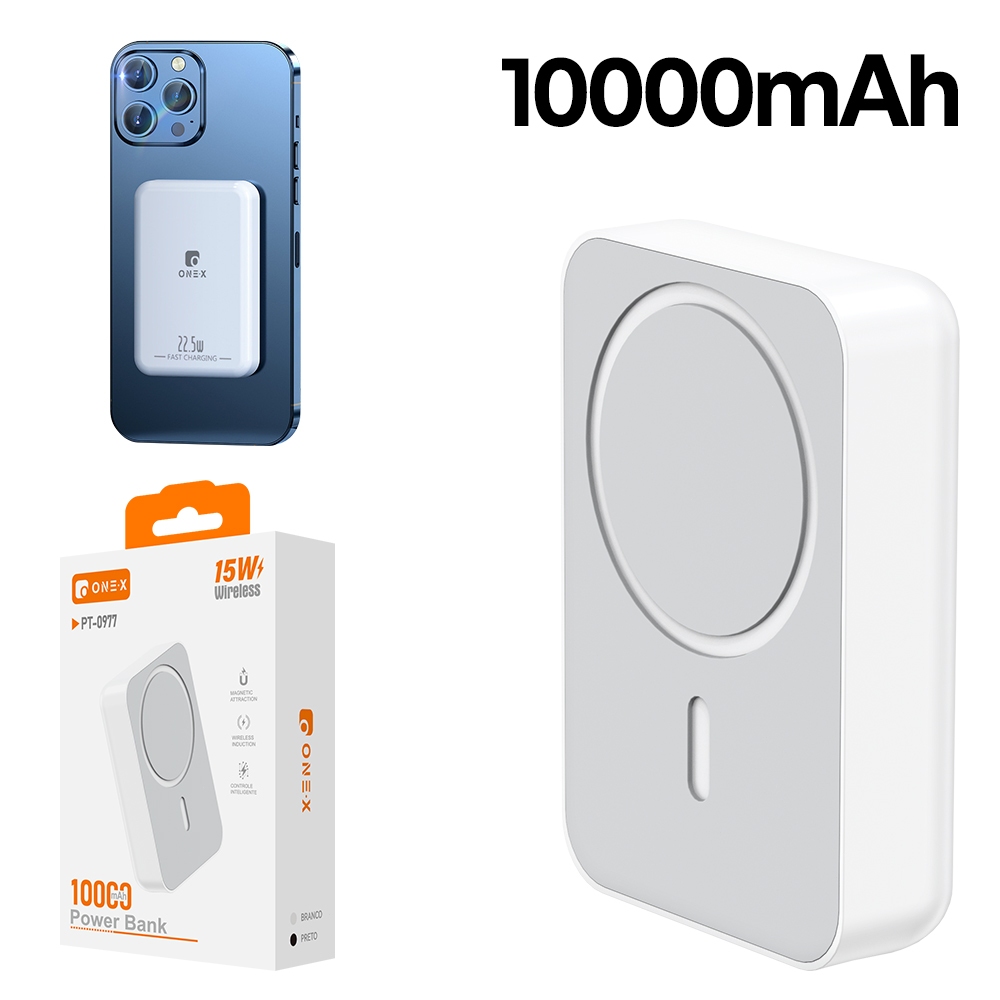 ONEX Power Bank Magnético 10000mAh 15W/22.5W, Carregador Portátil Wireless para iPhone e Android