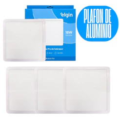 Kit 4 Luminária Painel Plafon Pro ALUMINIO Sobrepor Quadrado Led 18w 21x21 Bivolt - ELGIN