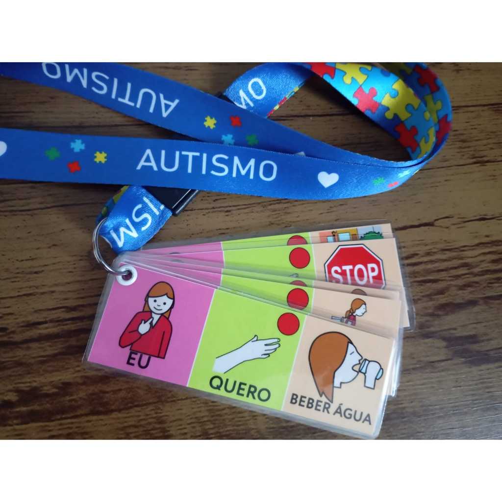 Chaveiro de Comunicação Alternativa para Autistas Plaquinhas crianças não verbais TEA