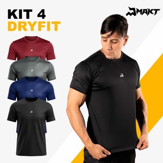 Kit 4 Camiseta Dry Masculina Manga Curta Fitness Academia Corrida CrossFit Poliester Prem…