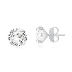 Brinco ponto de luz zirconia 10mm grande prata 925