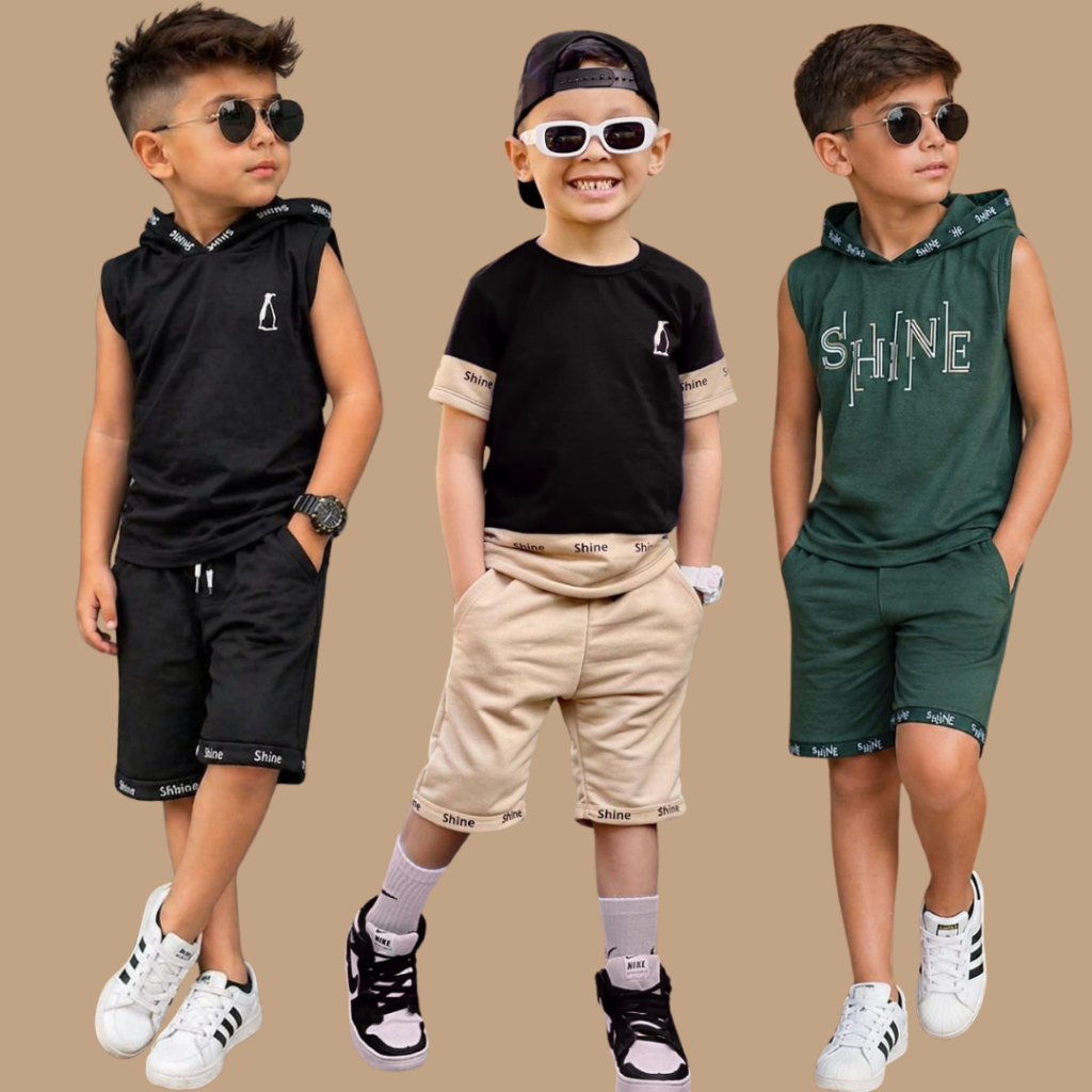 Conjunto Infantil Juvenil Masculino Roupa de Menino Blogueirinho Estiloso Top