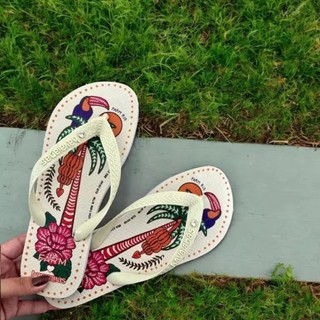 Promoção Chinelo Verão Estilo Brasileiro Feminino Floral Estampado Estiloso