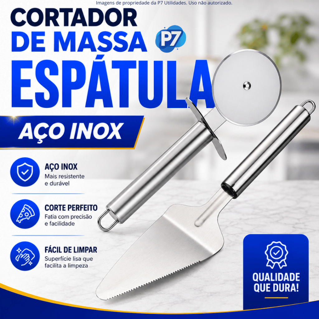 Espatula para Bolo de Aço Inox Cortador de Pizza e Massa Espátula Confeitaria Itens para Cozinha