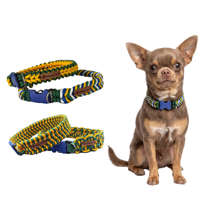 Coleira para Cachorro, Brasil, Copa do Mundo Pet, Corda Artesanal, Identificação, Hexa Paracord