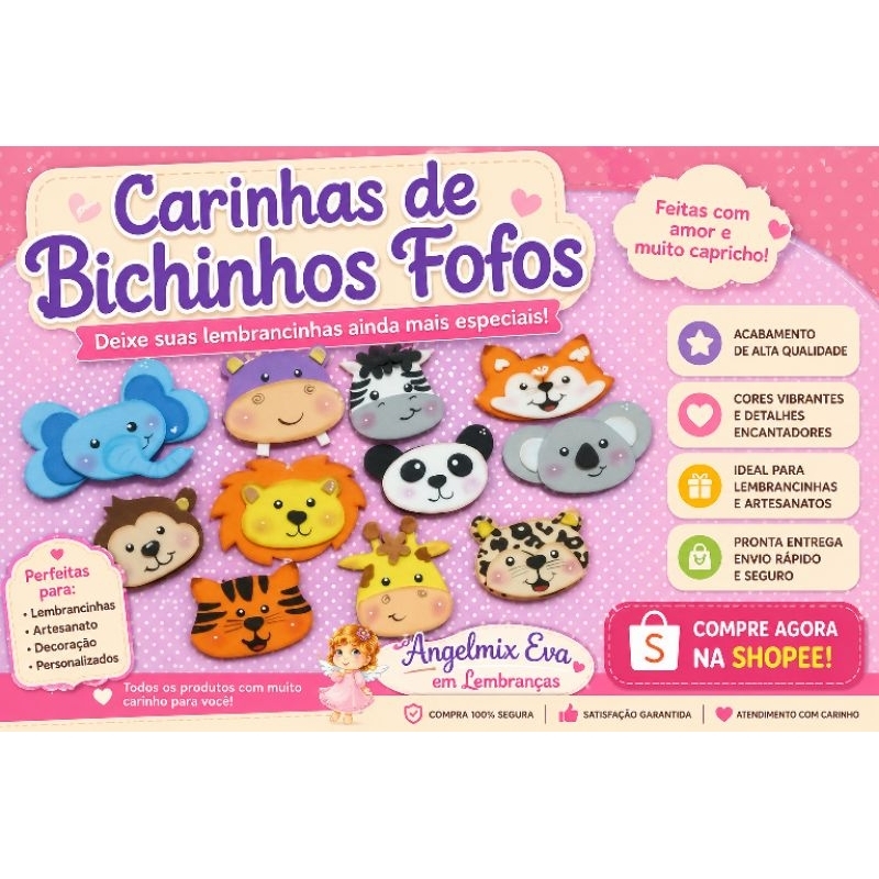 kit Carinhas de bichinhos safari -11 bichinhos diferentes -5cm para ponteira, lembrancinha, para decorar bolo fake