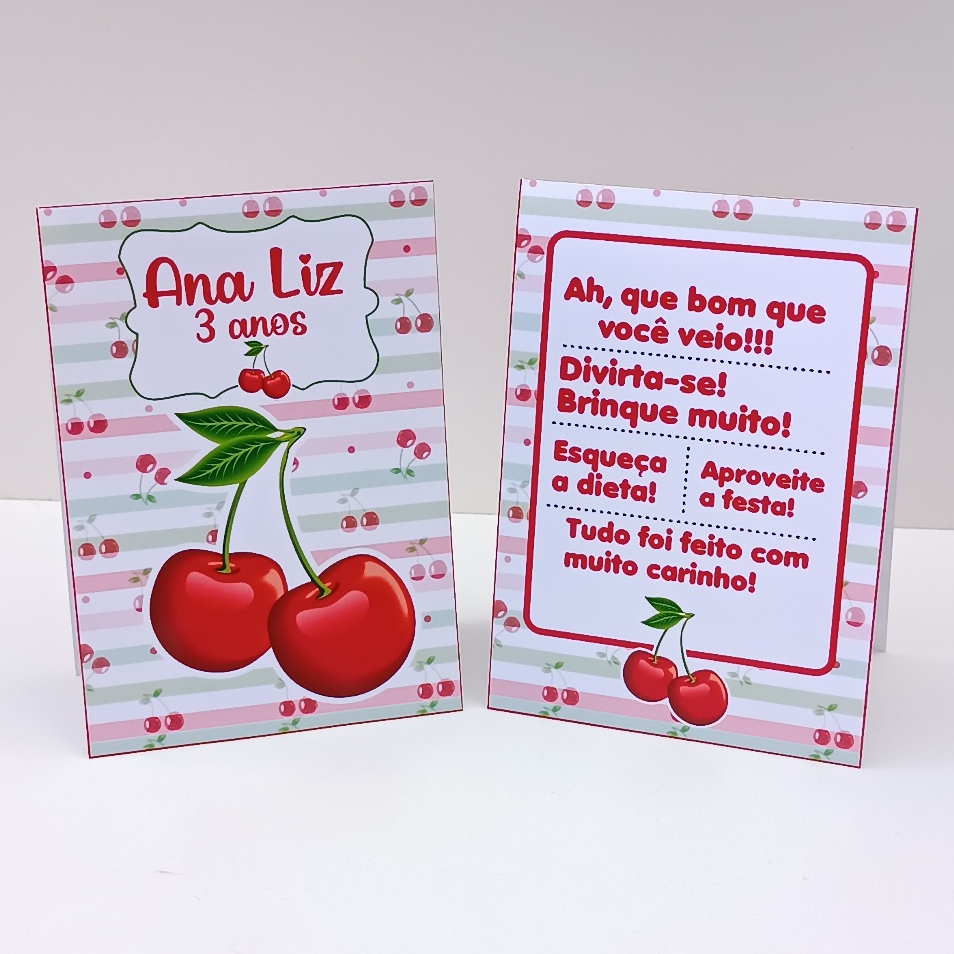 Plaquinha de Agradecimento Cerejinha l Personalizados l Lembrancinha de Festa l Aniversário