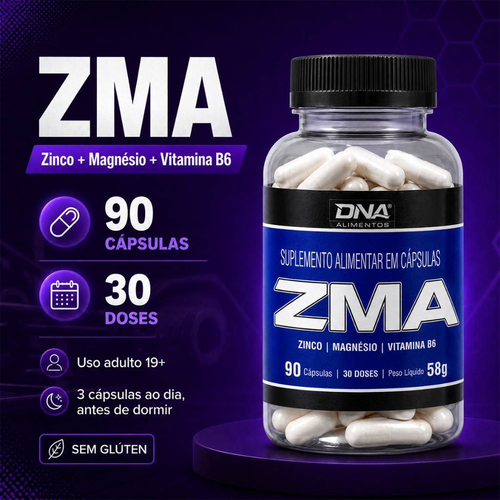 ZMA 90 Capsulas Zinco Magnésio B6 Auxilia Sono Profundo Energia Libido Imunidade 30 Doses Adulto
