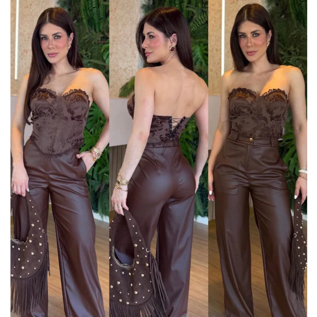Cropped Corset Bordado Floral Tomara que Caia jacquard Top Corselete com Bojo Renda Amarração nas Costa Tendência Invern — imagem 1