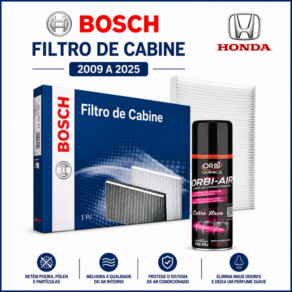 Imagem Filtro Ar Condicionado Honda City Civic G10 Fit  Hrv Wrv 2009 a 2025 + Higienizador