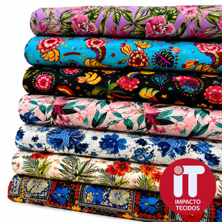 Tecido Viscose Premium Estampada 1 Metro x 1,45m Largura Para Vestidos Blusas Saia