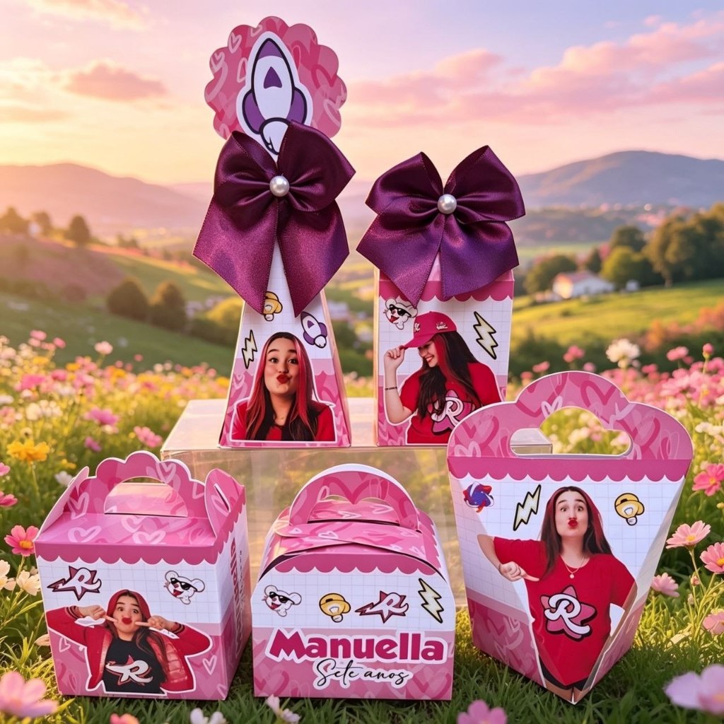 Kit Personalizados EMILLY VICK OS ROSA Pegue e Monte Caixinhas Festa Infantil Lembrancinhas Aniversário