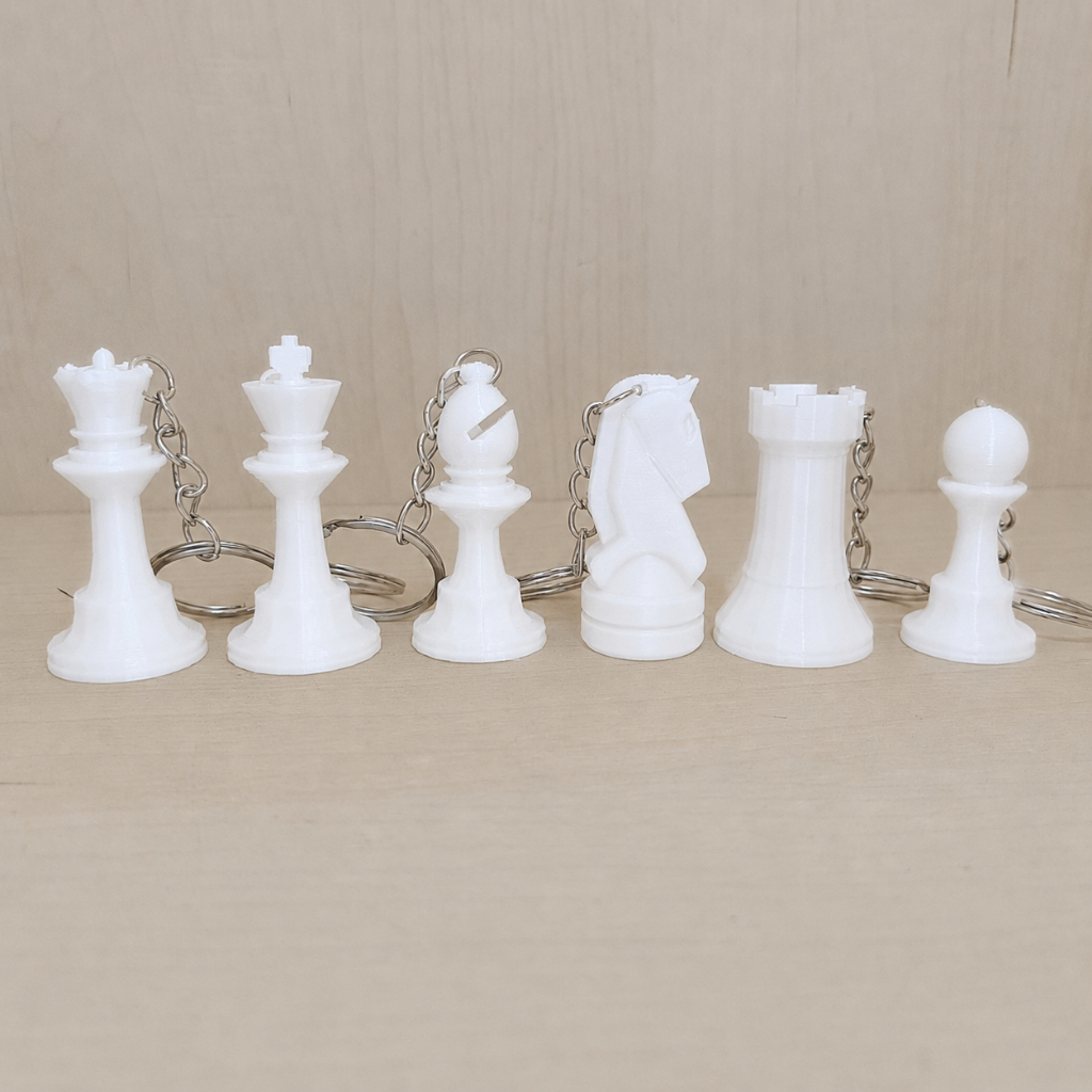Kit 6 Chaveiros Xadrez, Rei, Rainha, Cavalo , Torre e Peão Peças feitas em Impressão 3D