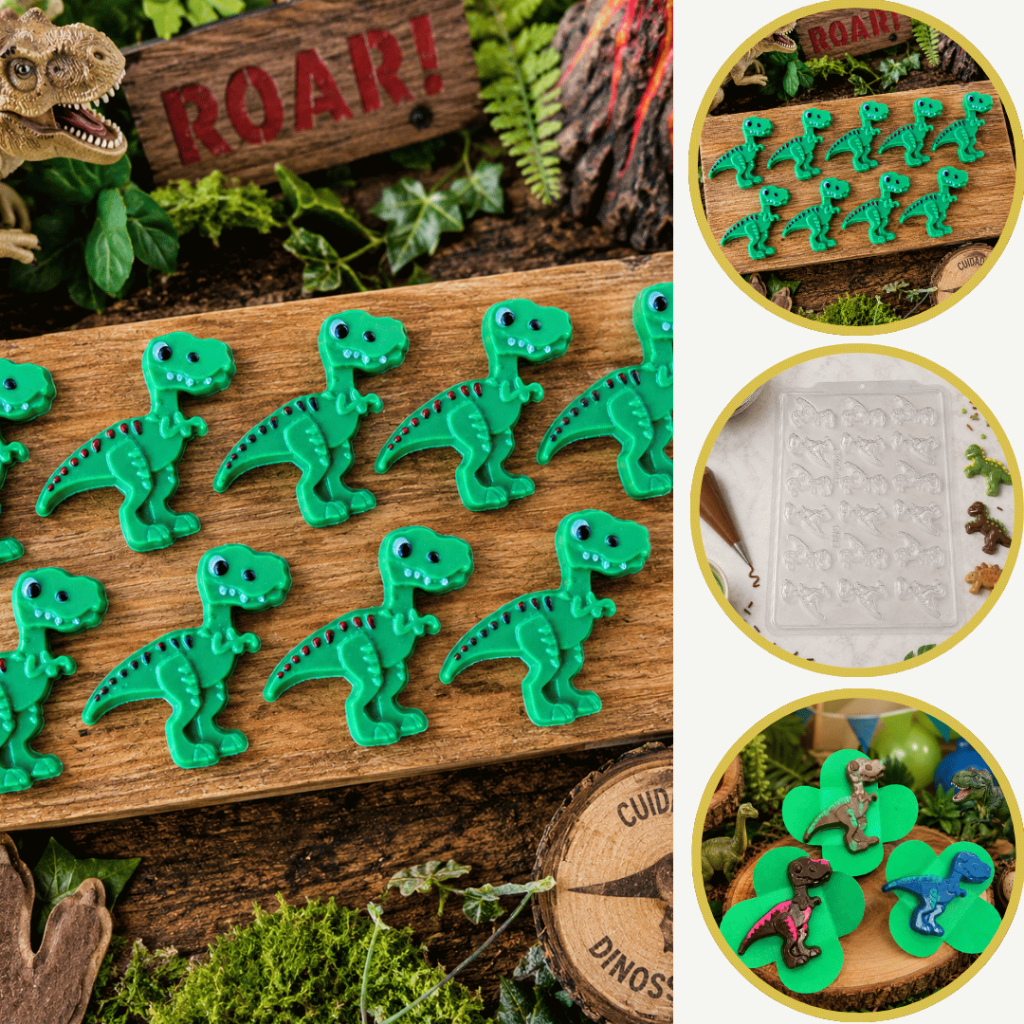 1~5 Forma BWB Simples Semiprofissional, Alto Rendimento Doces Finos Chocolates 3605 Dinossauro (CHOCO)