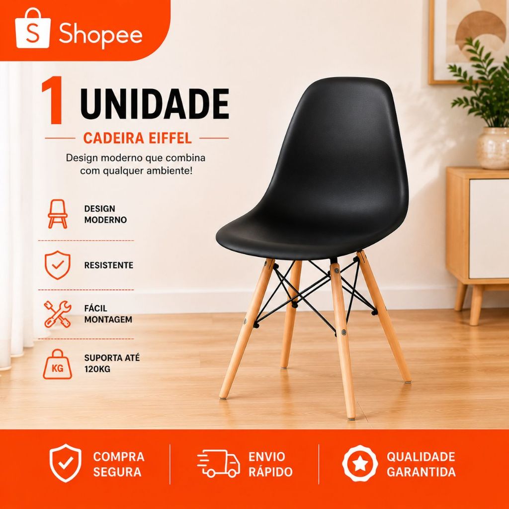 Cadeira Eiffel Eames Design Premium Sala Escritorio Quarto
