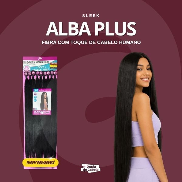Cabelo Alba - Sleek / 80cm e 300G /  Fibra Premium de Alta Aderência / Toque de Cabelo Humano / Bio Fibra Humanizada