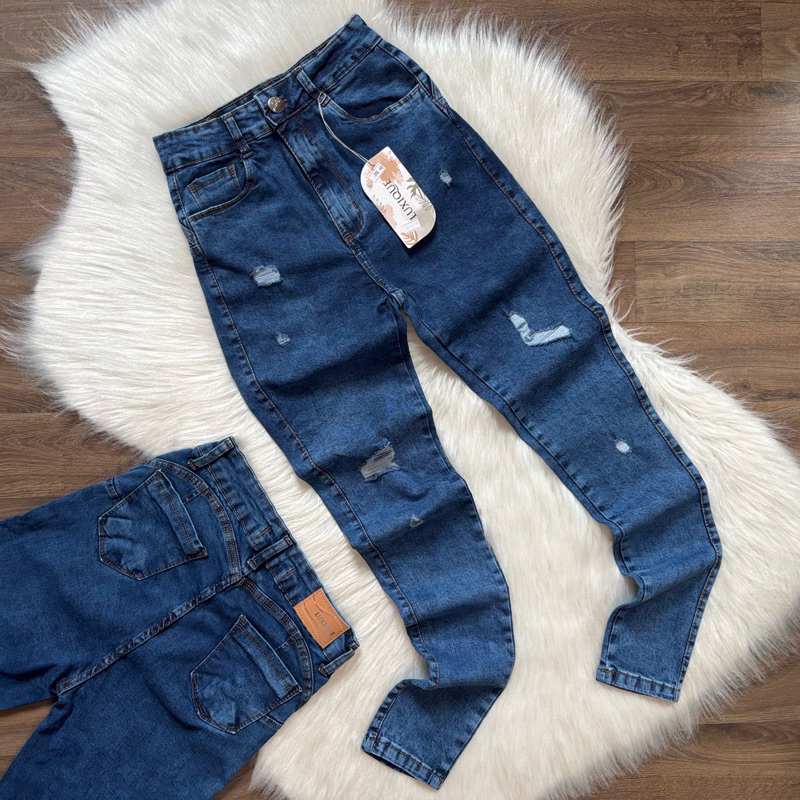 Calça Jeans Feminina Lycra Power Premium Modeladora Cintura Alta