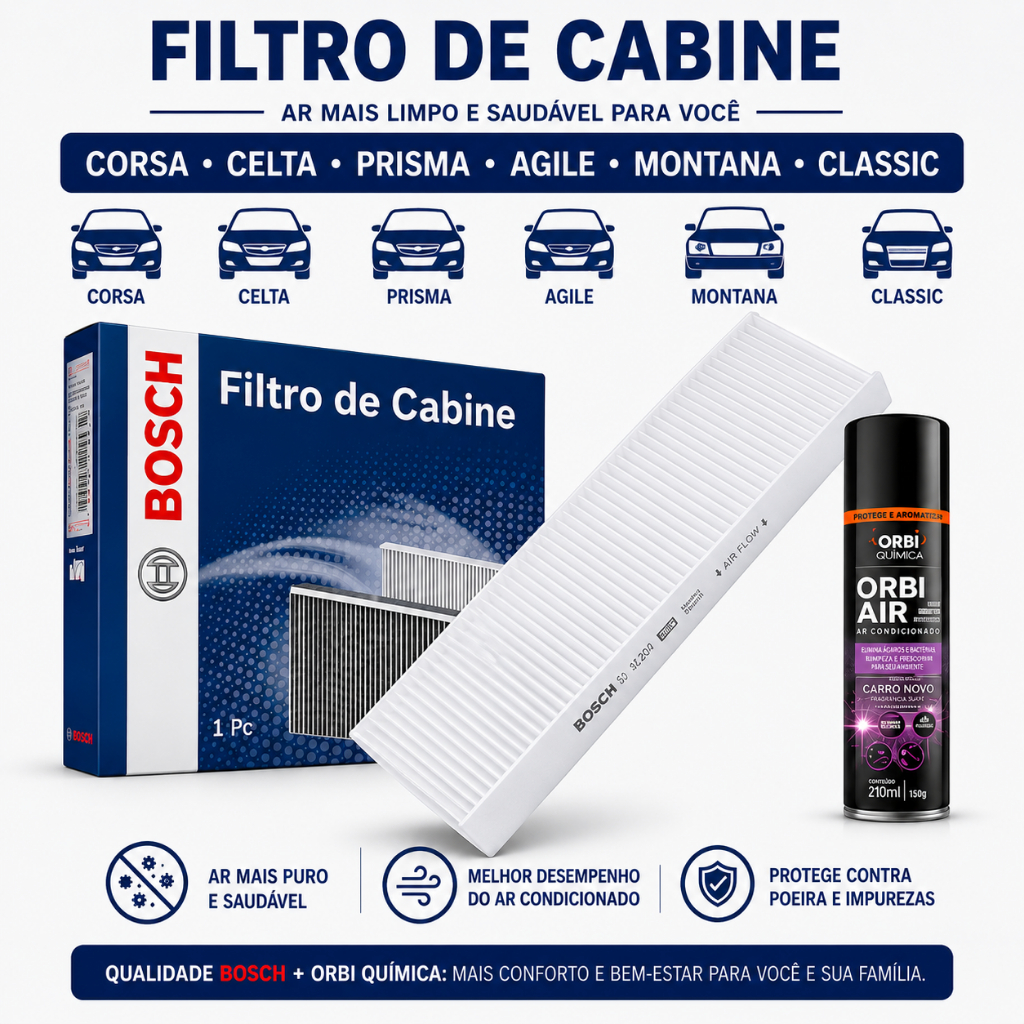 Filtro Ar Condicionado Corsa Celta Prisma Agile Montana Classic + Higinizador