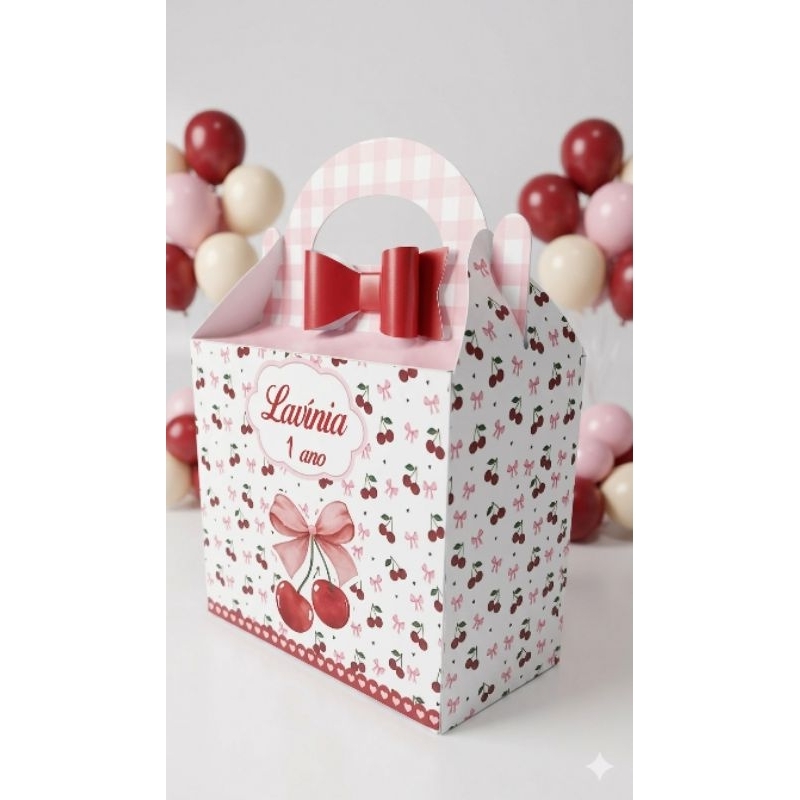 Caixa Maleta personalizada Cereja Cerejinha  /Lembrancinha de Festa /Aniversário | decoração | Maletinha | Cereja