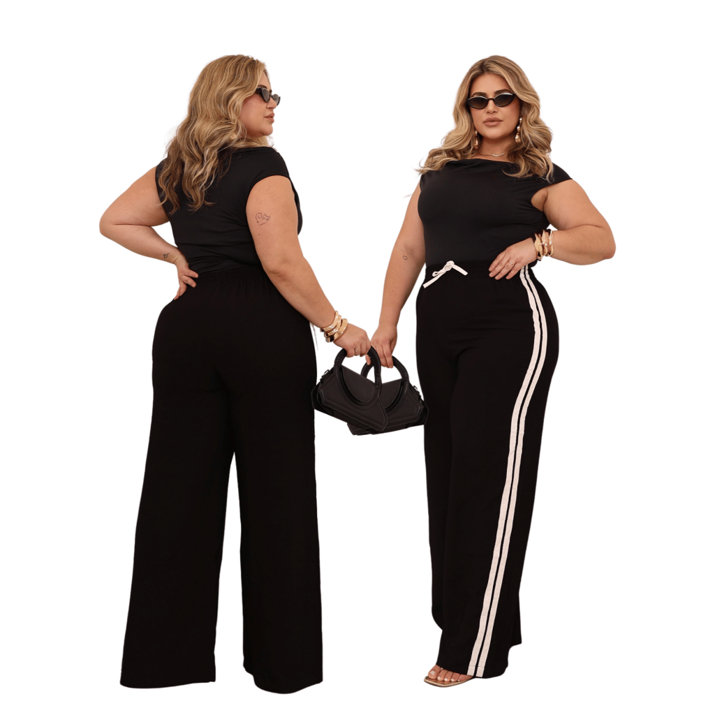 * Calça Pantalona Feminina Plus Size Tecido Sensorial G1 G2 G3