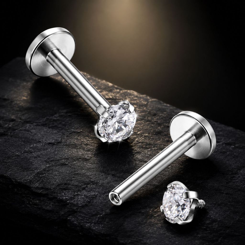 Piercing Labret Ponto De Luz Helix Tragus Conch Aço Cirúrgico