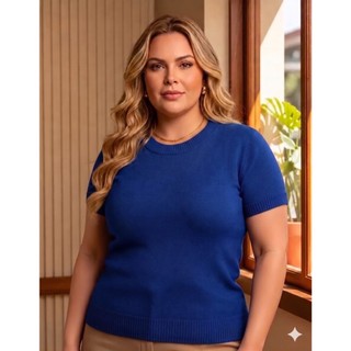 Blusinha Feminina Manga Curta Plus Size| Blusinha Plus Size Verão | Básica Manga Curta Plus Size