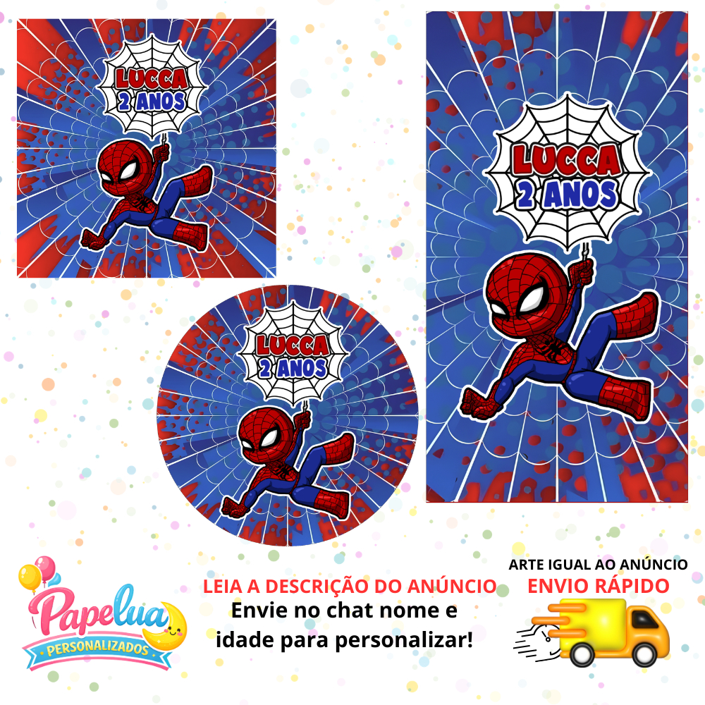 ADESIVOS HOMEM ARANHA PERSONALIZADOS (ENVIO RÁPIDO) - Lembrancinha Festa Infantil