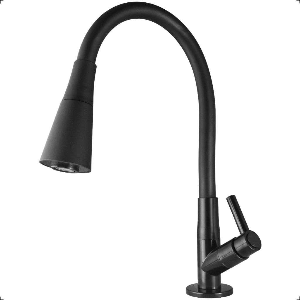 Torneira Gourmet Preta Flexível De Bancada ou Parede Em Metal e Abs Premium Pia Cozinha