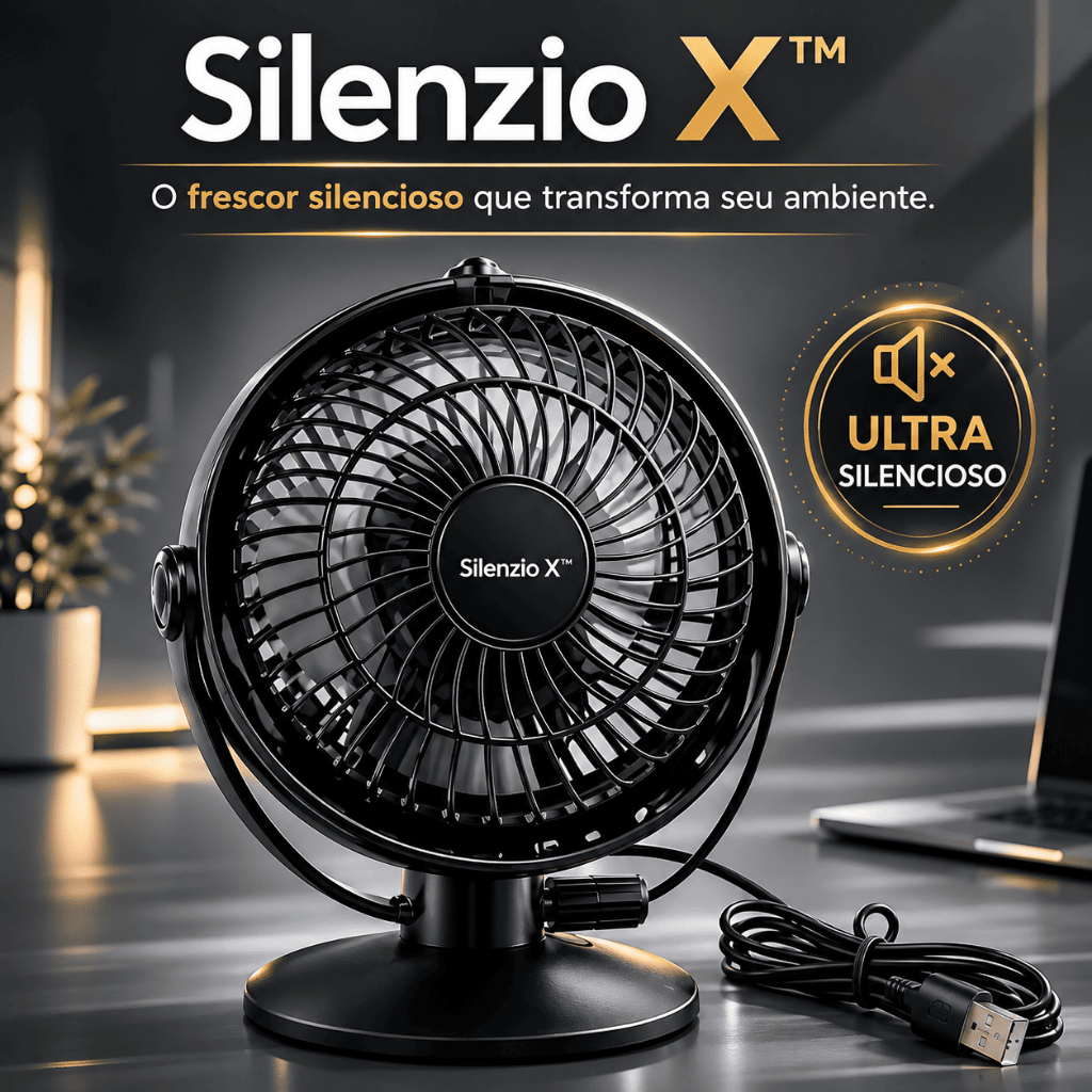 Ventilador Portátil USB Silencioso Silenzio X™ Mini Ventilador De Mesa Compacto Potente Para Quarto Escritório Home Offi