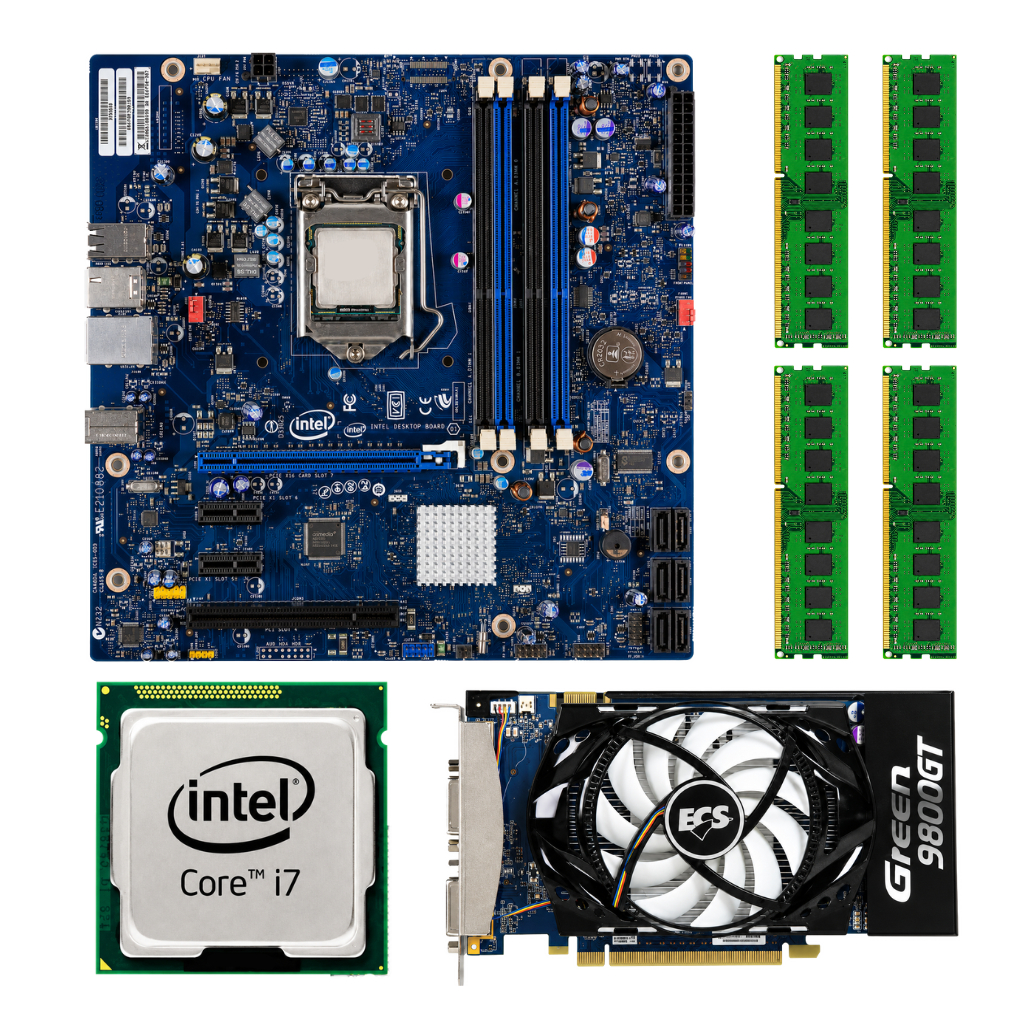 Kit Placa mãe Intel E210882 + Core i7 860 + 18GB RAM + Placa de vídeo Green 9800GT