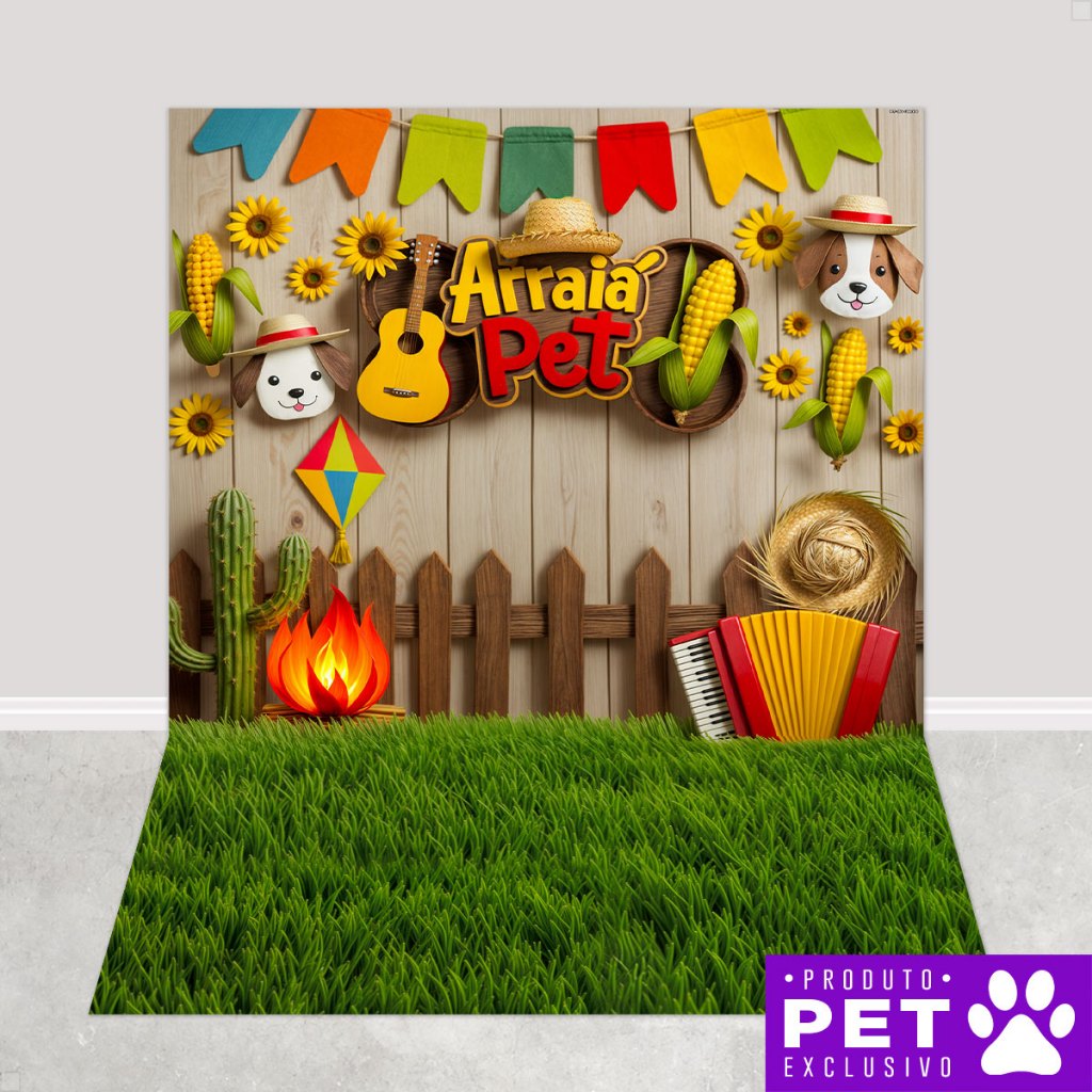 Fundo Fotográfico Festa Junina Pet Shop Cenário Aurraiá Tecido 1,20x1,70m Painel