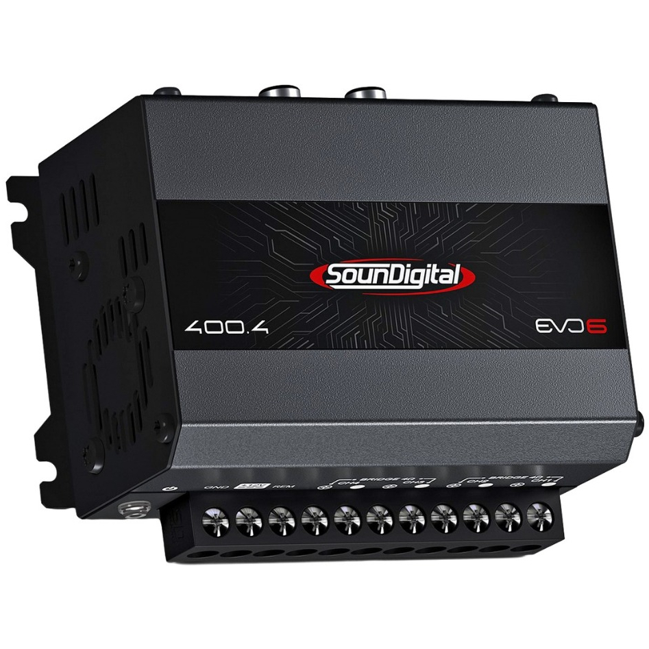Módulo Amplificador Soundigital SD400.4 Evo 6 400W RMS 4 Canais Ideal Porta e Tweeter Kit Duas Vias