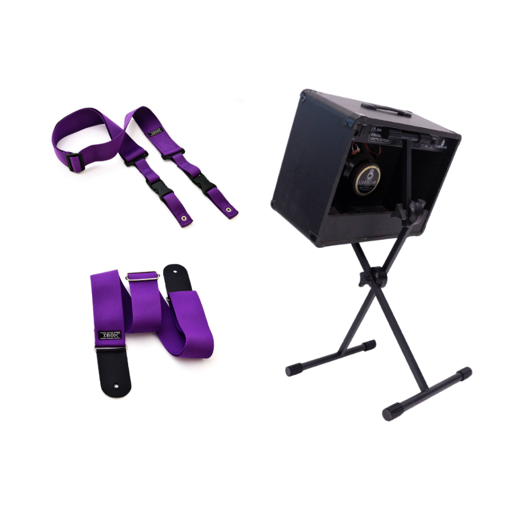 Kit Suporte para Amplificador de Guitarra, Violão, Baixo + Correia Para Guitarra, Baixo, Violão Ibox
