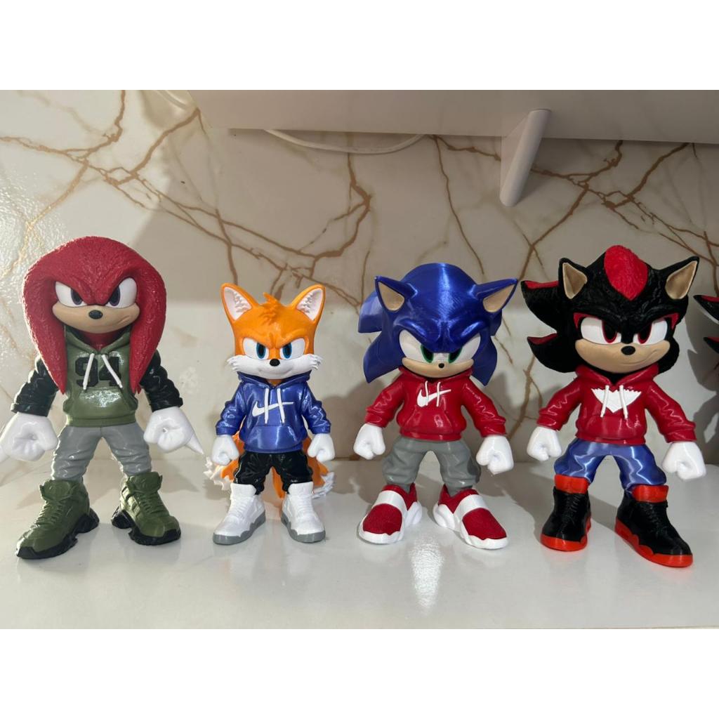 Kit 04 Bonecos Sonic Urban Tails Urban Shadow Urban Knuckles Style Boneco Action Figure