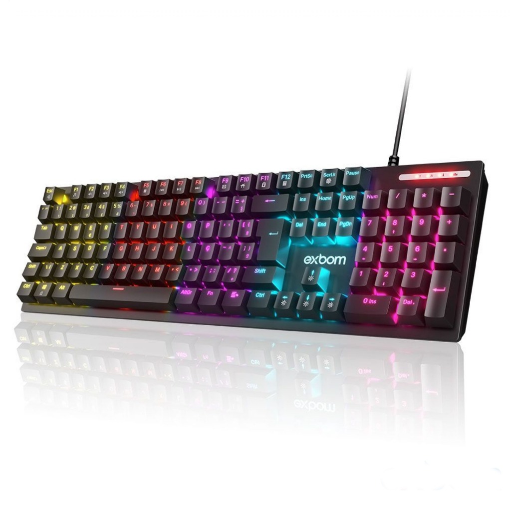 Teclado Mecânico Gamer Exbom RGB Switch Azul Ou Vermelho ABNT2 Diversos Modelos