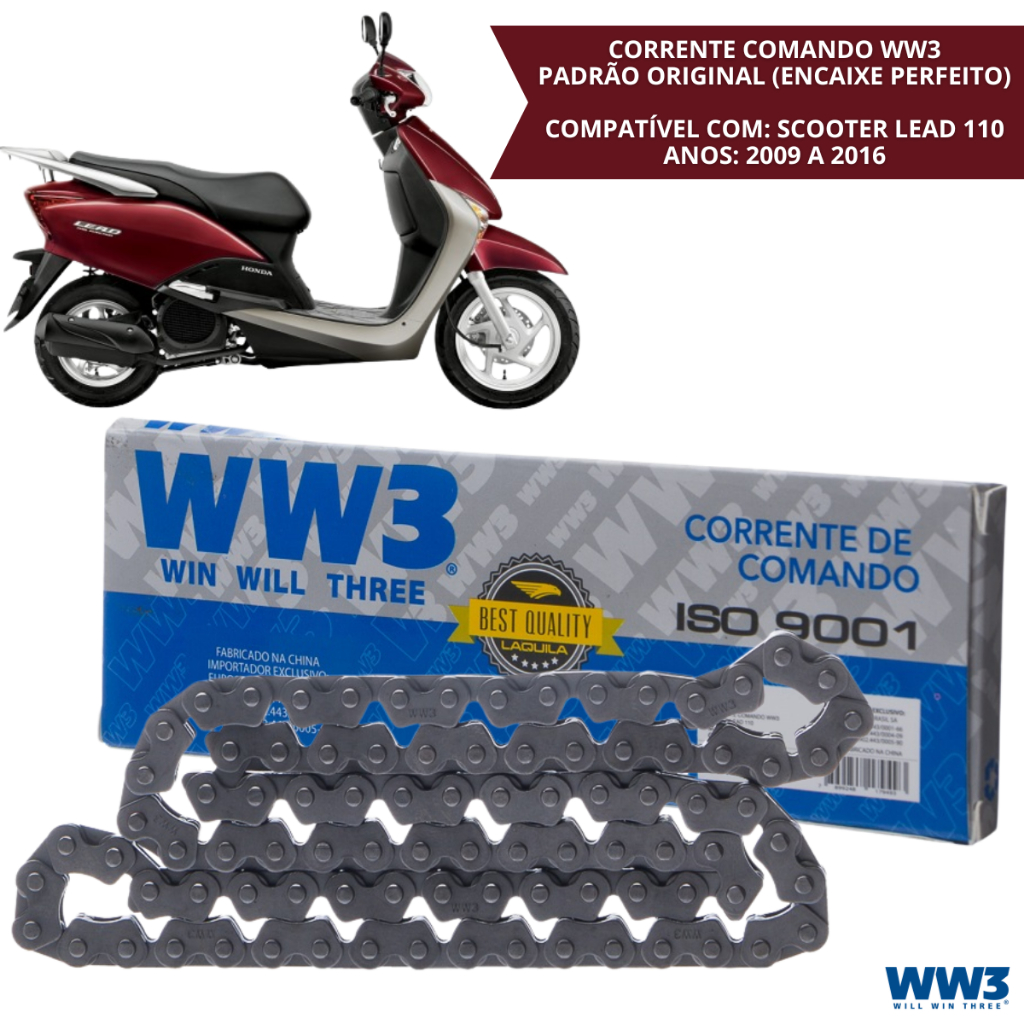 Corrente De Comando 90 Elos Honda Lead 110 Peça Motor Scooter Honda Alta Resistência WW3