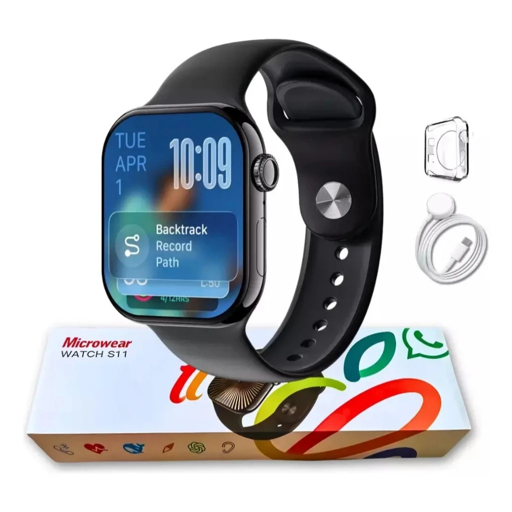 Relógio Smartwatch S11 Série 11 Tela AMOLED 2.02" HD GPS Monitor Saúde Esportivo 46mm whatsapp