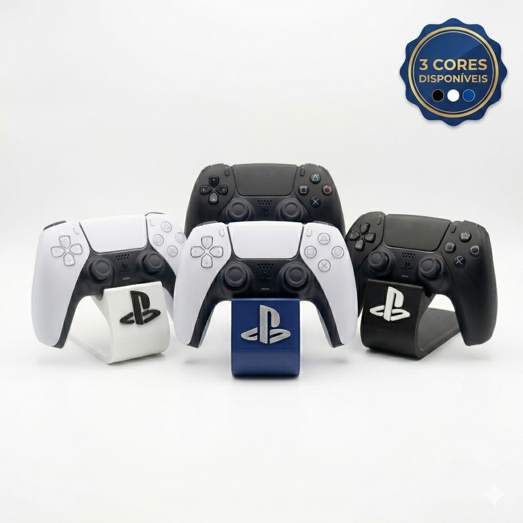 Suporte para 2 Controles PS5 DualSense Organizador de Mesa Base Gamer