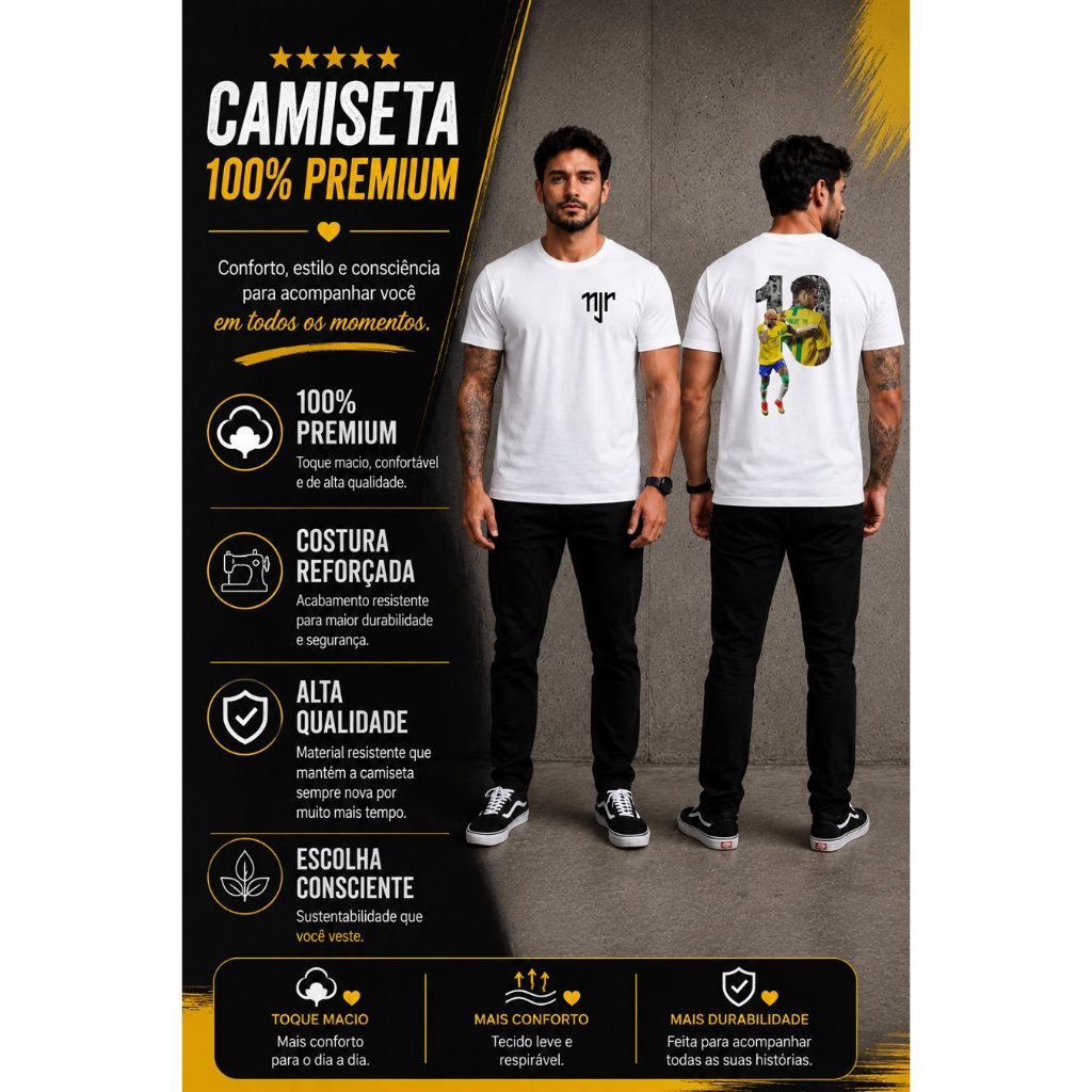 CAMISETA COPA DO MUNDO BRASIL HEXA CAMPEÃO JOGADOR FUTEBOL CRAQUE CAMISA 10