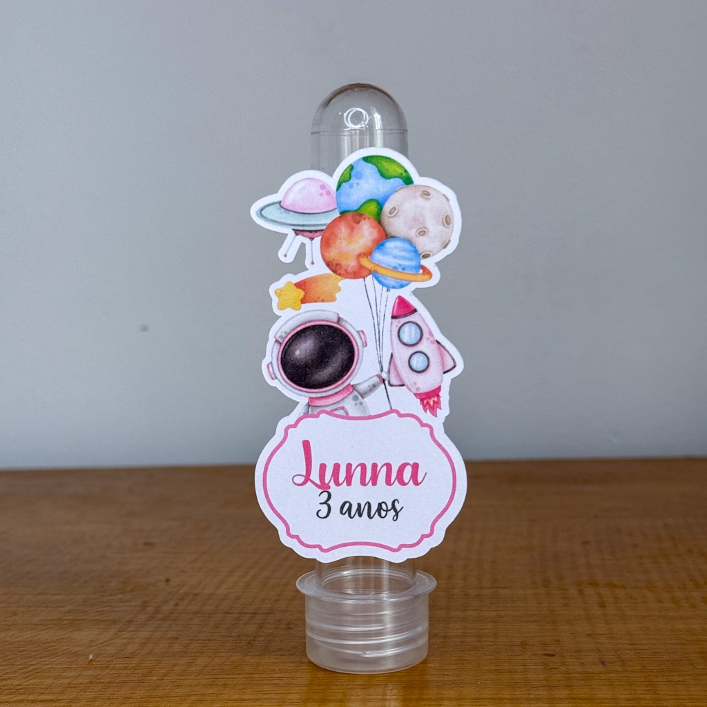 Apliques para Tubetes Astronauta Menina - Festa infantil - Lembrancinhas personalizadas