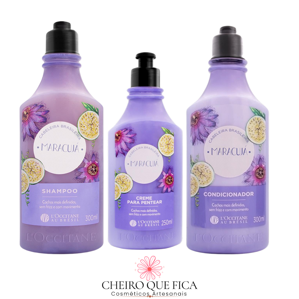 Rotina Completa Loccitane Maracujá  ( Shampoo + Condicionador + Creme Pentear ) Cabeleira Cacheada